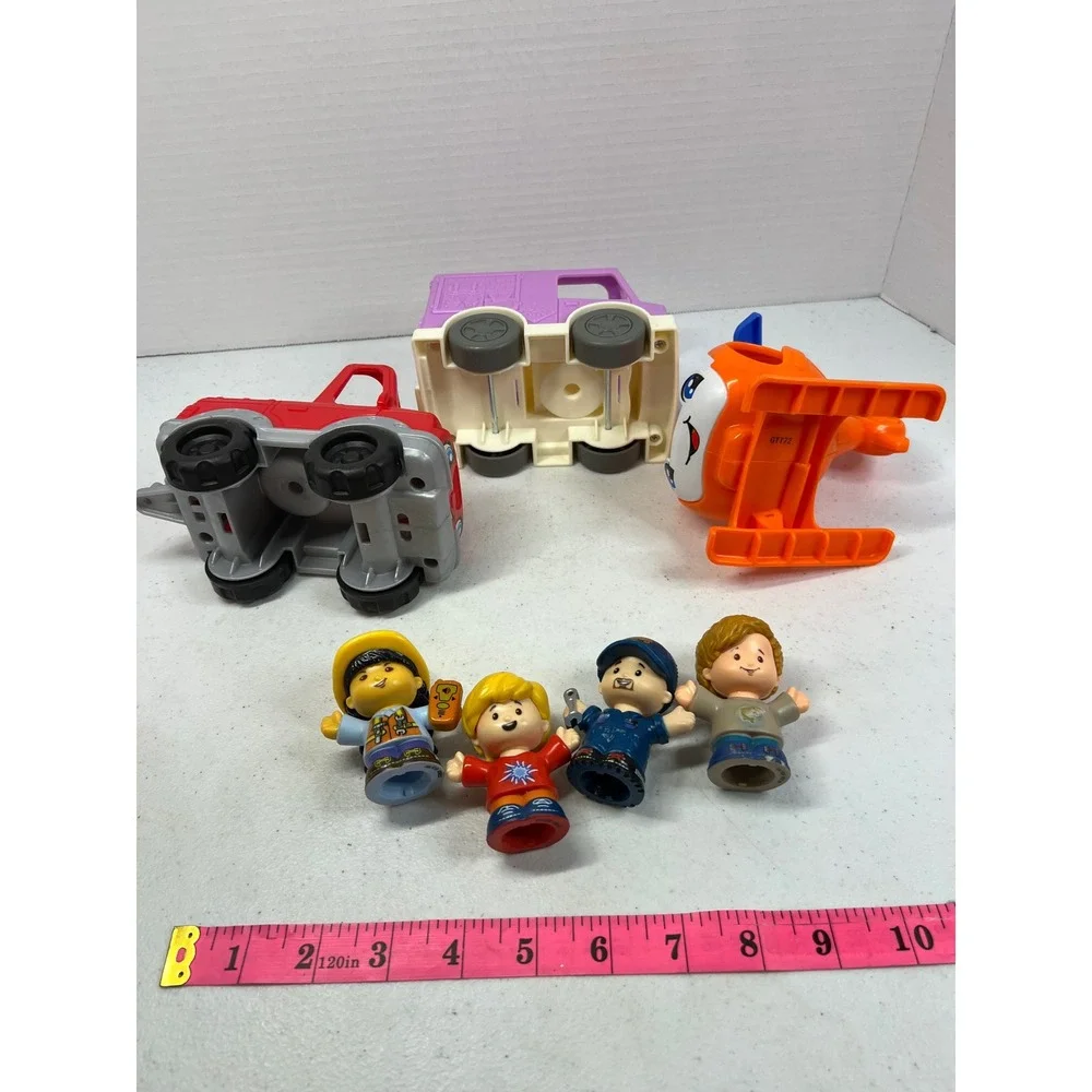 Fisher Price Little People Vehicle Lot Pickup Truck Ice Cream Truck Helicopter